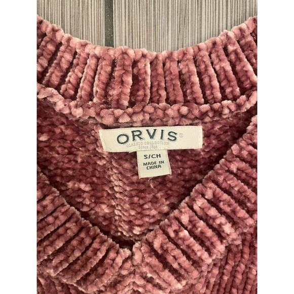 Orvis Women's Classic Collection Chenille Sweater Mauve Size Small Super Soft - Picture 2 of 5
